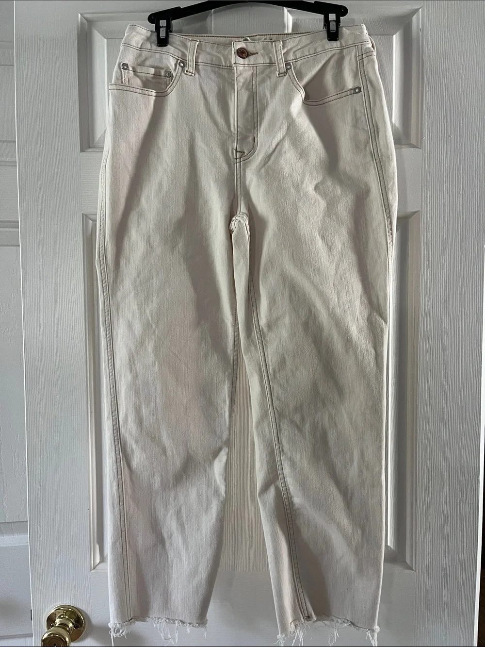 We The Free Free People CRVY High Rise Straight Jeans Cream Off White Size 30